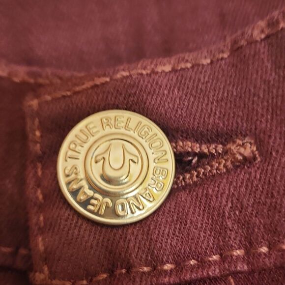 True Religion World Tour Leggings w/ Pocket Flaps in Grape Size 33 US 16 NWT - Picture 4 of 12
